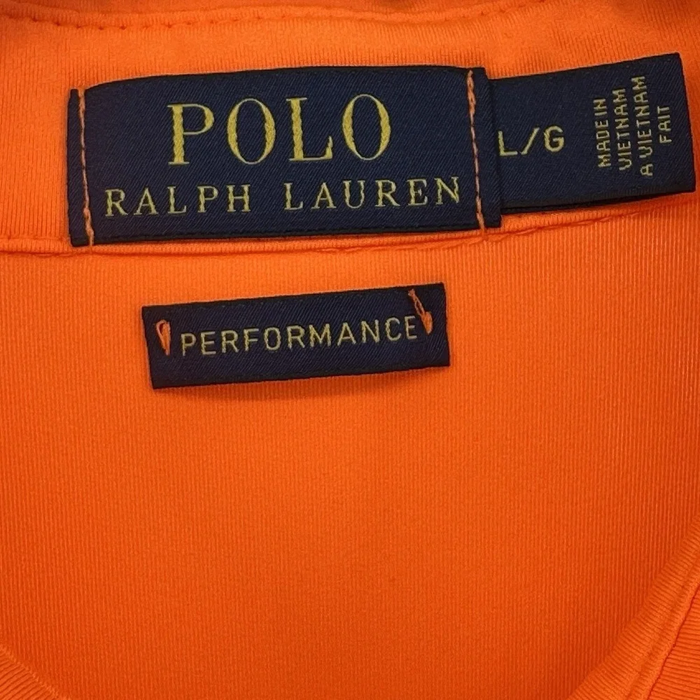 Polo Ralph Lauren Orange Short Sleeve Polo Shirt Men's Large Blue Logo